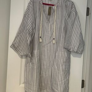 Navy striped cover up.  Linen cotton
